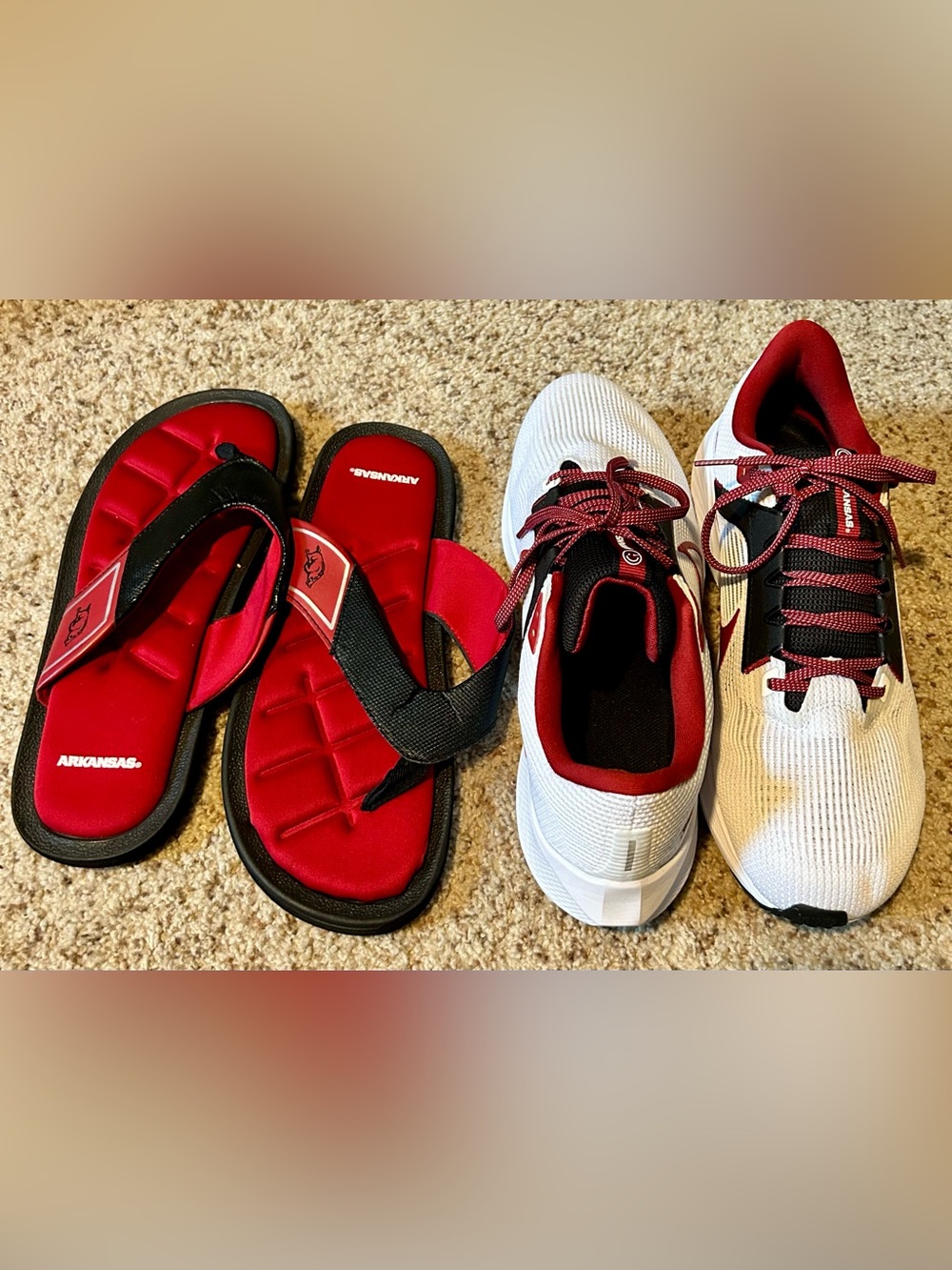 Nike Air Zoom Pegasus 40 Official Arkansas Razorbacks Running Shoes + Slides